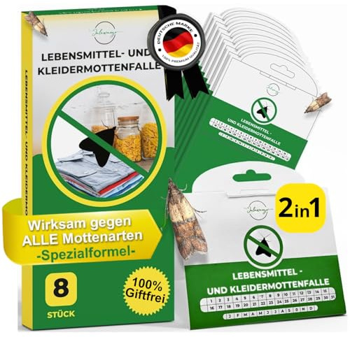 Jalawango 2in1 Lebensmittel- und Kleidermottenfalle, Verpackung 8 Stück